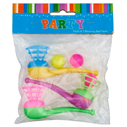 Favour Pipe Blowing Balls Multicoloured 3pk