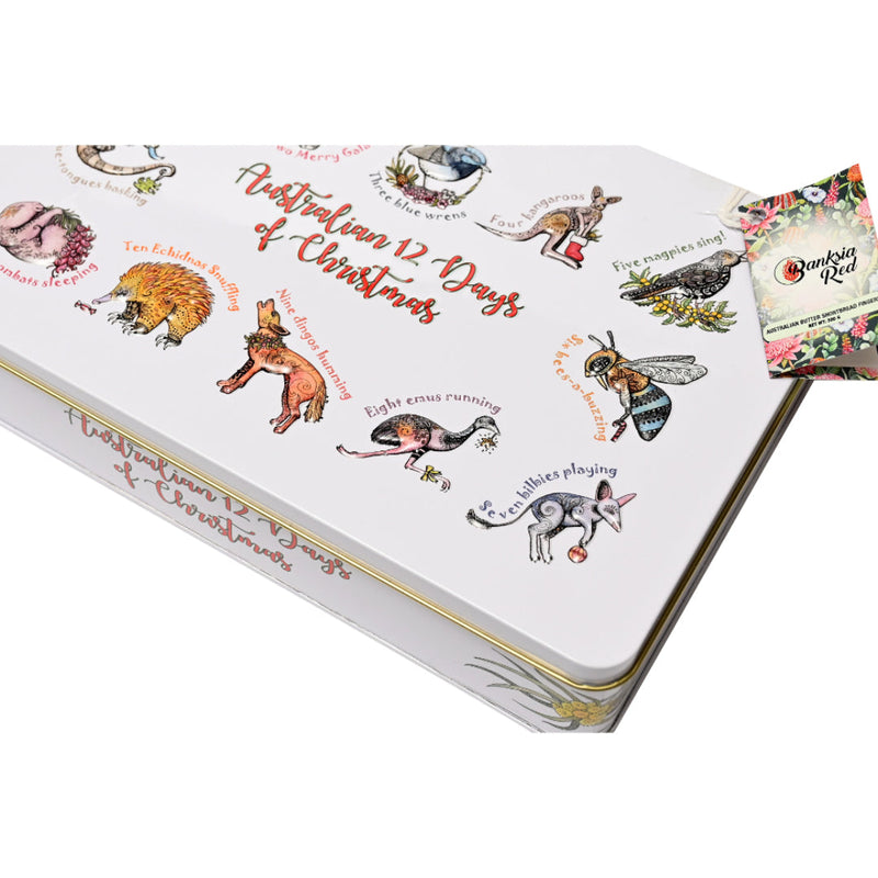 Banksia Red 12 Days Of Christmas Tin Contains Butter Shortbread Fingers Collectable Tin image 3