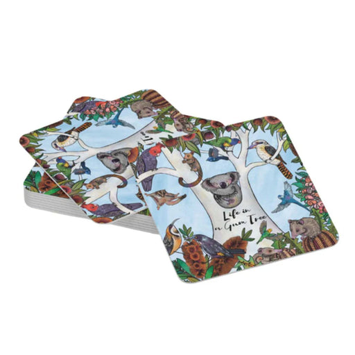 Gum tree wildlife illustrated coasters