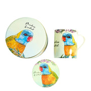 Banksia Red Rainbow Lorikeet mug and coaster in a collectable tin image 3