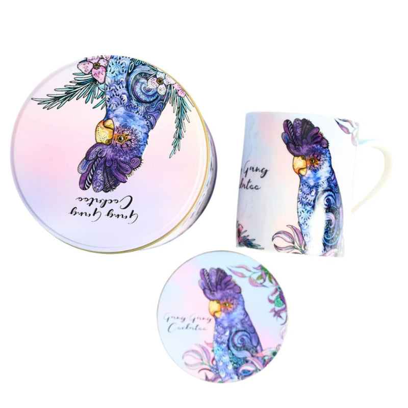 Banksia Red Gang Gang Cockatoo mug and coaster in a collectable tin image 4