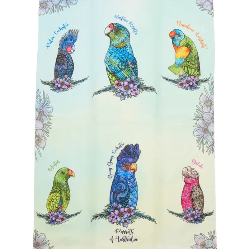 Banksia Red Parrots of Australia Tea Towel image 2