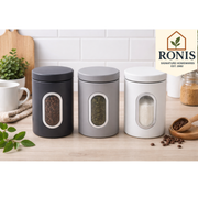 Tea Coffee Sugar Caninster Window Grey 11x17cm – thumbnail