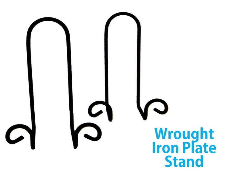 Black free standing metal plate holder 20 cm for plates and displays