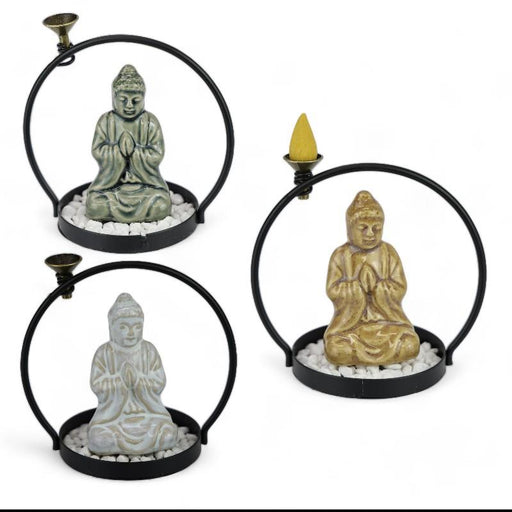 Circular Buddha backflow incense burner assorted