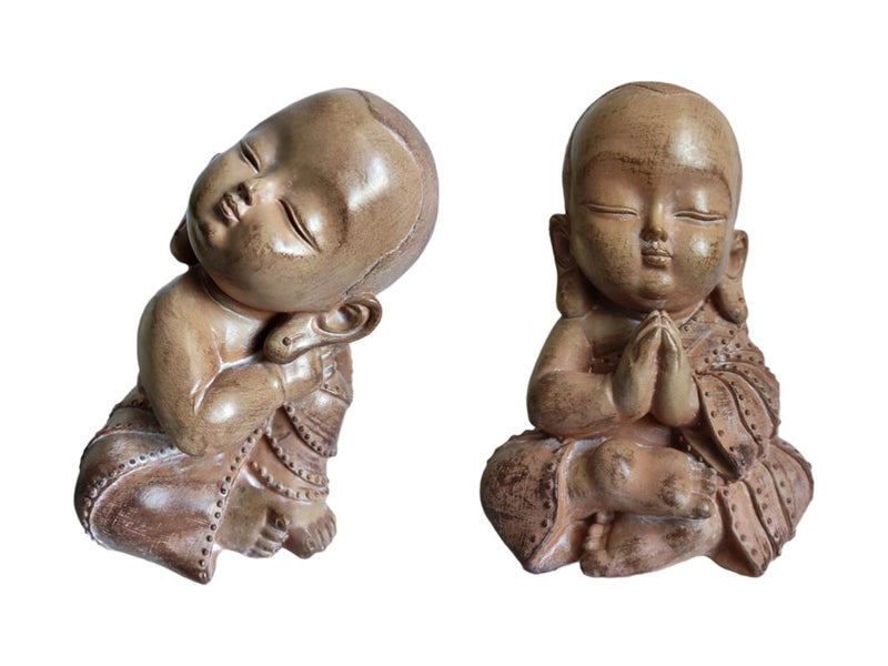 17cm antique finish sitting monk statue