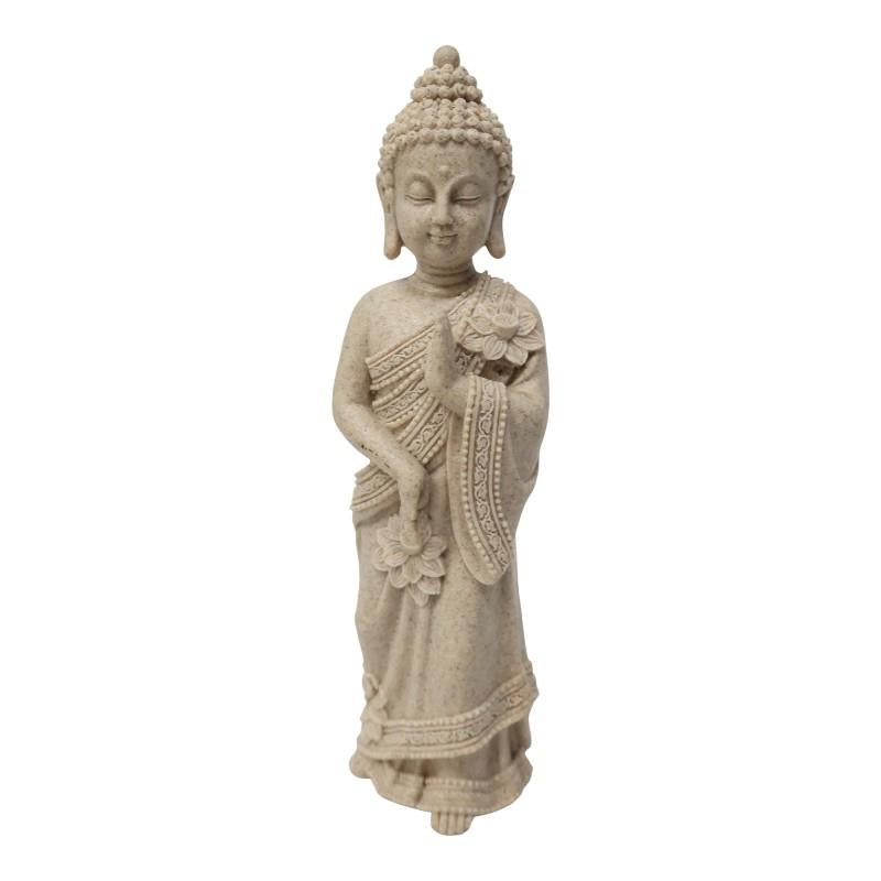 Standing Buddha statue with floral robe 21.5cm