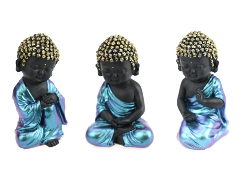 10CM SITTING RULAI BUDDHA BLUE FINISH 3A