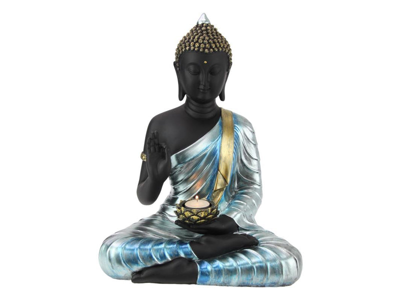 Sitting Buddha statue with tealight holder
