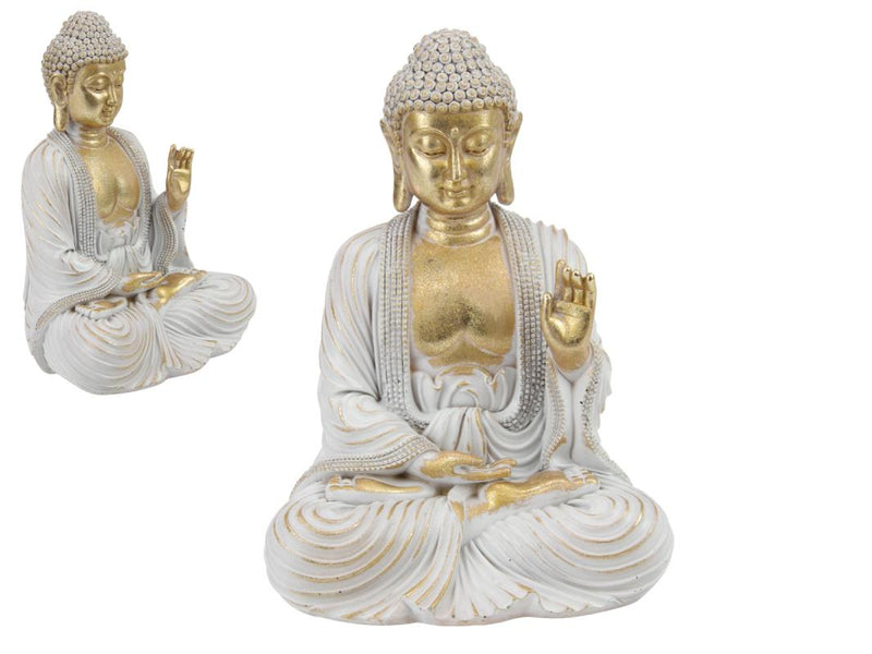 Sitting Buddha statue white and gold