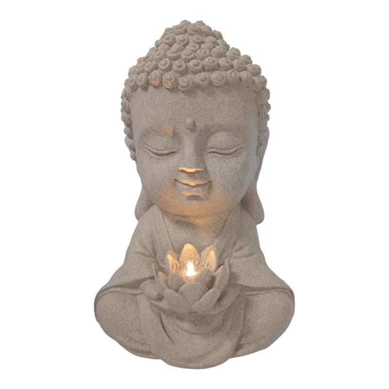 Buddha holding solar lotus flower 30x20cm