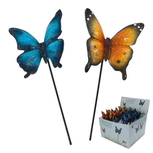 Assorted marble butterfly garden stake 9cm