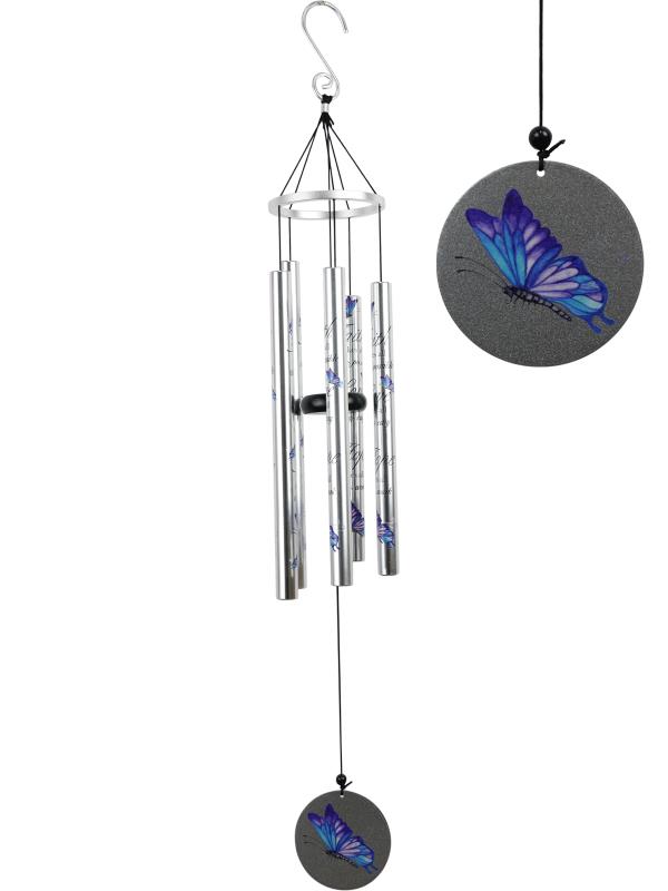 Wind chime with butterfly and wording