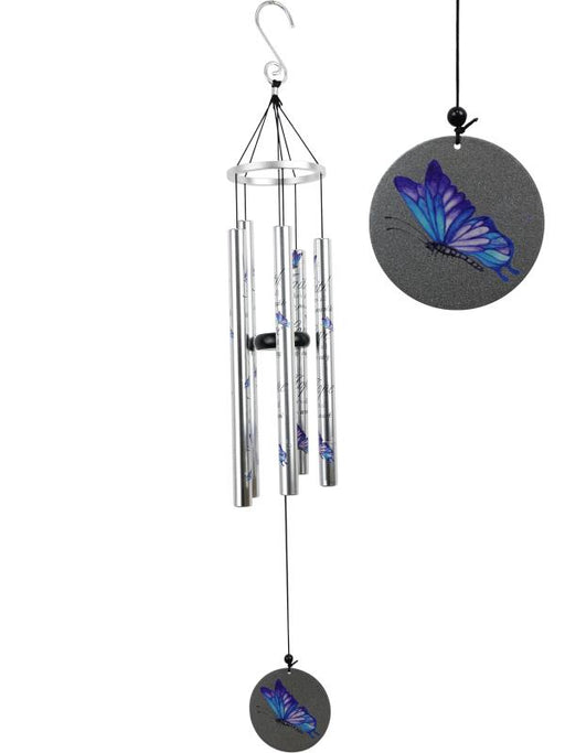 Wind chime with butterfly and wording