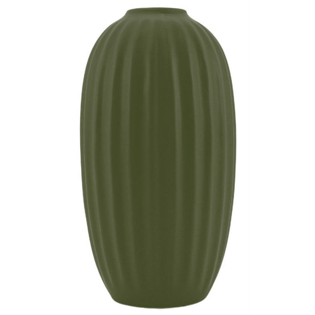 Grooved Bud Vase Green 9x18.5cm