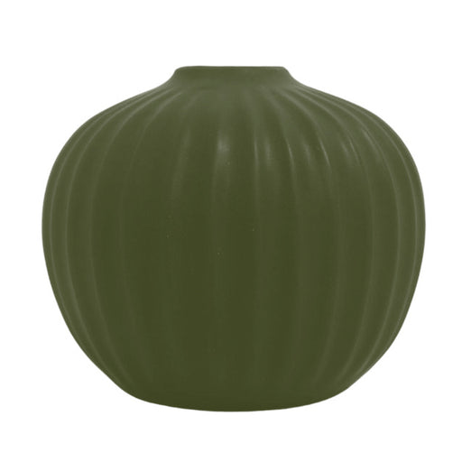 Grooved Bud Vase Green 12.5x11cm