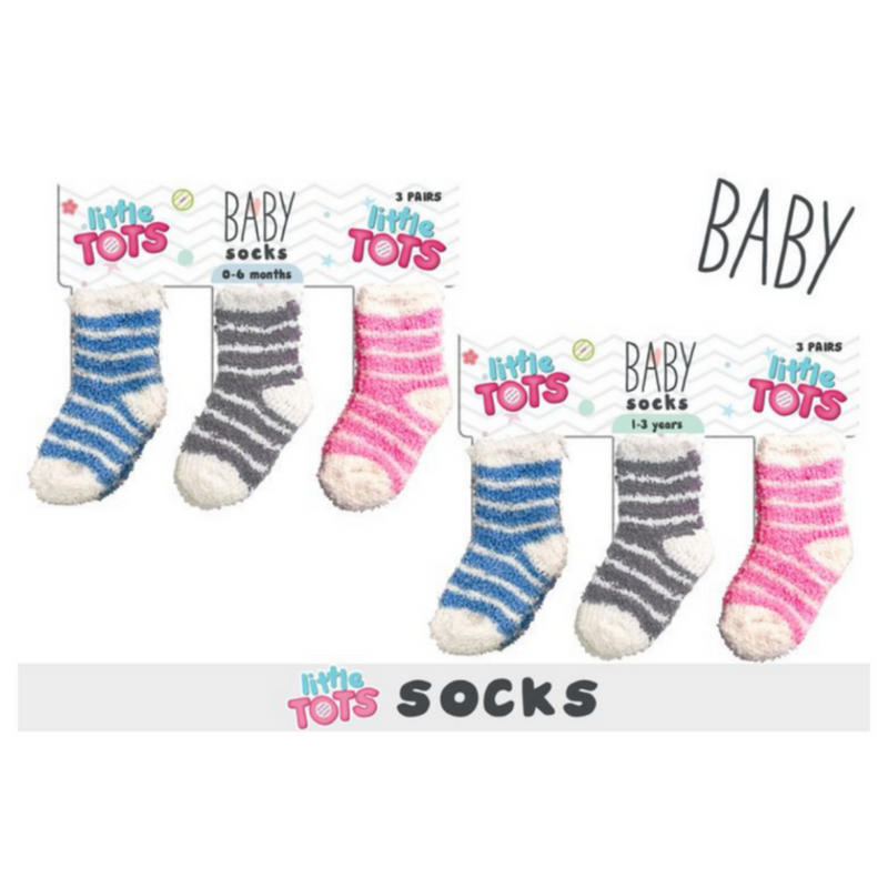 Baby microfiber socks 3 pack assorted for 0-6 months and 6-12 months soft warm infant socks