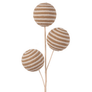 Decorative stem with three 2-tone rope balls on a 50cm wire stem for Christmas floral or vase arrangements