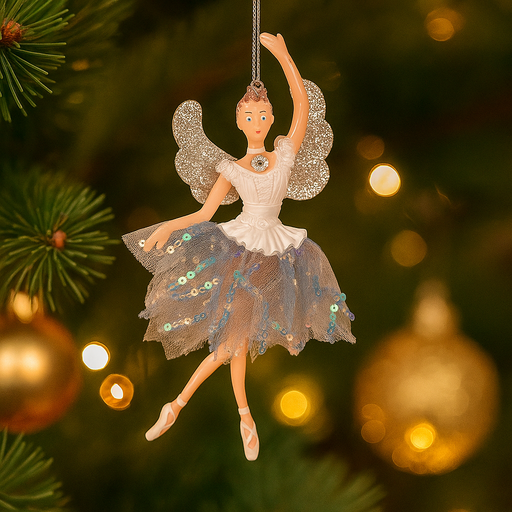 18cm white ballerina dress Christmas tree ornament made from polypropylene