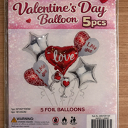 Valentine's Day balloon set packaging with foil balloons on a pink background – thumbnail