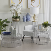 Ronis Bamford Coffee Table 76x76x40.5cm Silver White