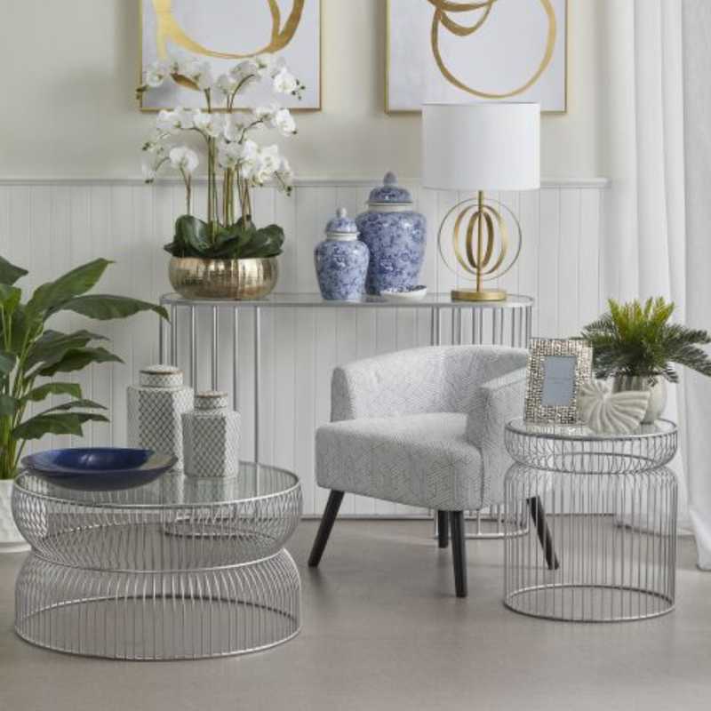 Ronis Bamford Coffee Table 76x76x40.5cm Silver White