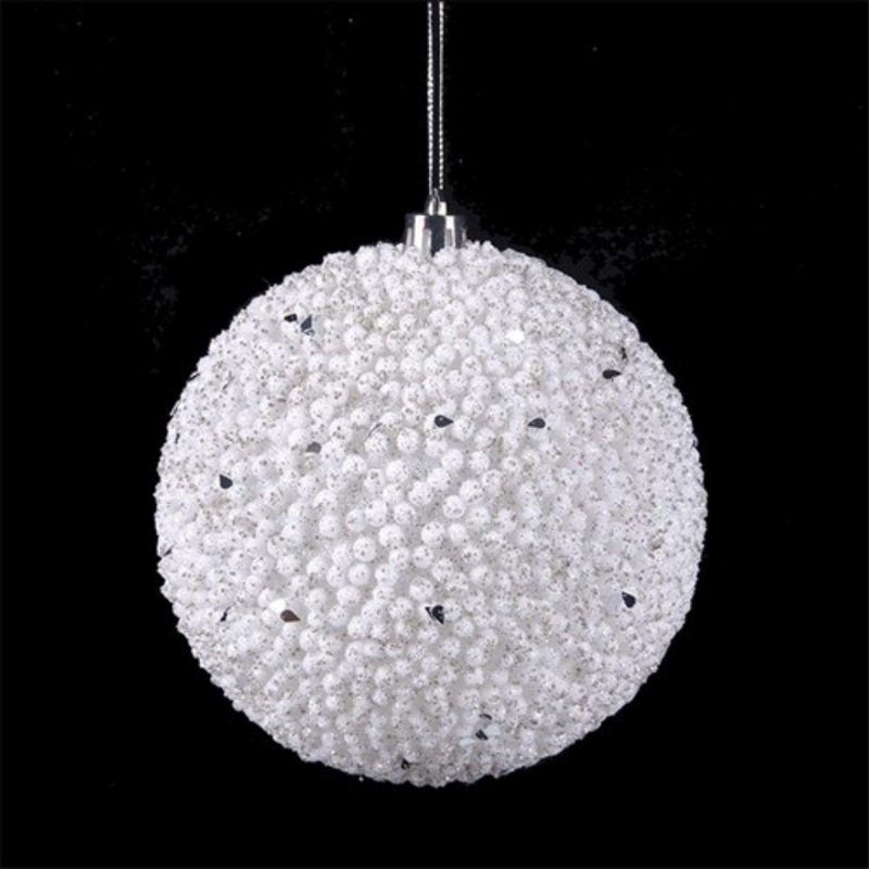 Ronis Bauble White Glitter Finish 10cm In Pdq