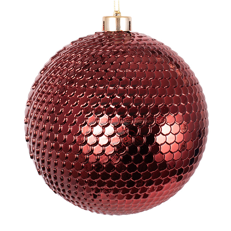 Large burgundy Christmas bauble 15cm glossy holiday tree ornament
