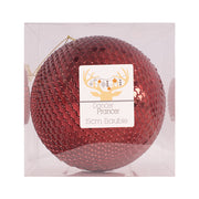 Large burgundy Christmas bauble 15cm glossy holiday tree ornament