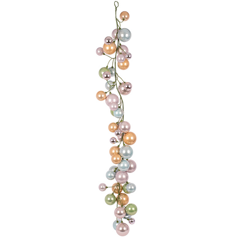 Pastel Bauble Garland 120cm with 48 Assorted Baubles for Christmas Decoration