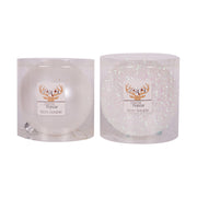 15cm white Christmas bauble with pearl and tinsel finishes assorted