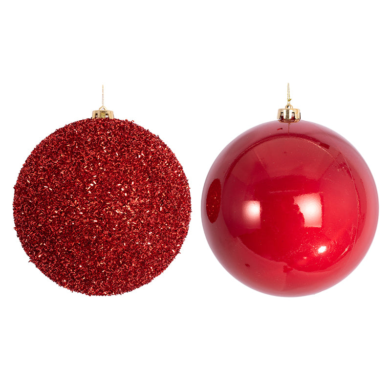 Ronis Bauble Pearl Finish and Tinsel Finish 20cm Red Assorted