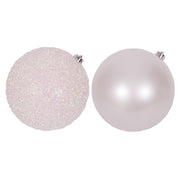 Large 20cm white Christmas bauble with pearl and tinsel finishes assorted