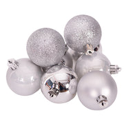 Silver shatterproof Christmas baubles 5cm set of 8 for holiday tree decoration
