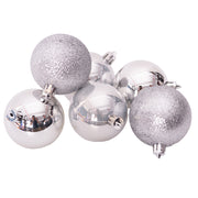 Silver shatterproof Christmas baubles 6cm set of 6 for holiday tree decoration