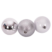Silver shatterproof Christmas baubles 8cm set of 3 for holiday tree decoration