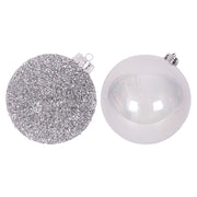Ronis Bauble Shiny Finish and Tinsel Finish (in PVC Tube) 15cm Silver Assorted