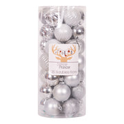 Set of 35 shatterproof Christmas baubles, 6cm assorted finishes, sleigh bells design – thumbnail