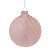 Ronis Bauble Soft Pink with Stripe Pattern 10cm