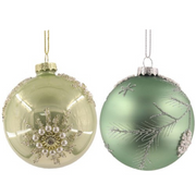 Ronis Baubles Mint Glass 8cm 2 Asstd – thumbnail