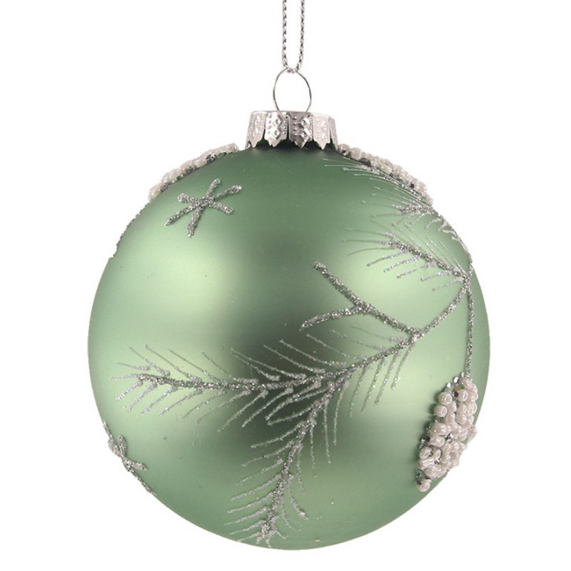 Ronis Baubles Mint Glass 8cm 2 Asstd