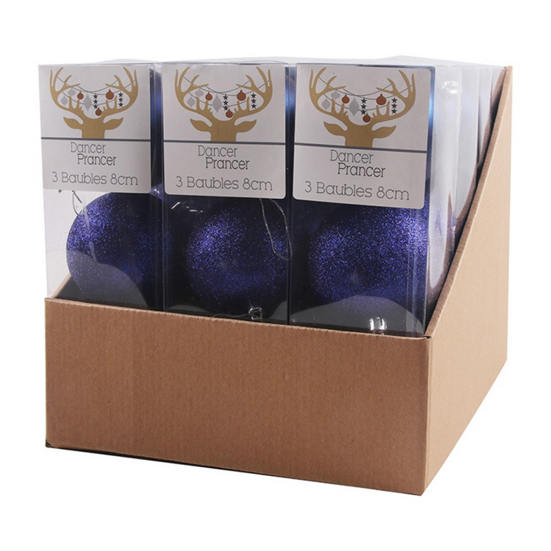 Ronis Baubles Navy Blue 8cm Pack of 3