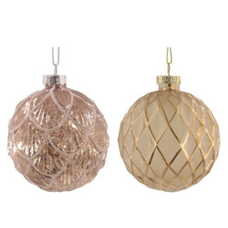 Ronis Baubles Pale Pink Glass 8cm 2 Asstd