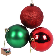 Ronis Baubles Red/Green 8cm Pack of 3 – thumbnail