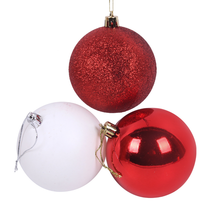 Ronis Baubles Red/White 6cm Pack of 6