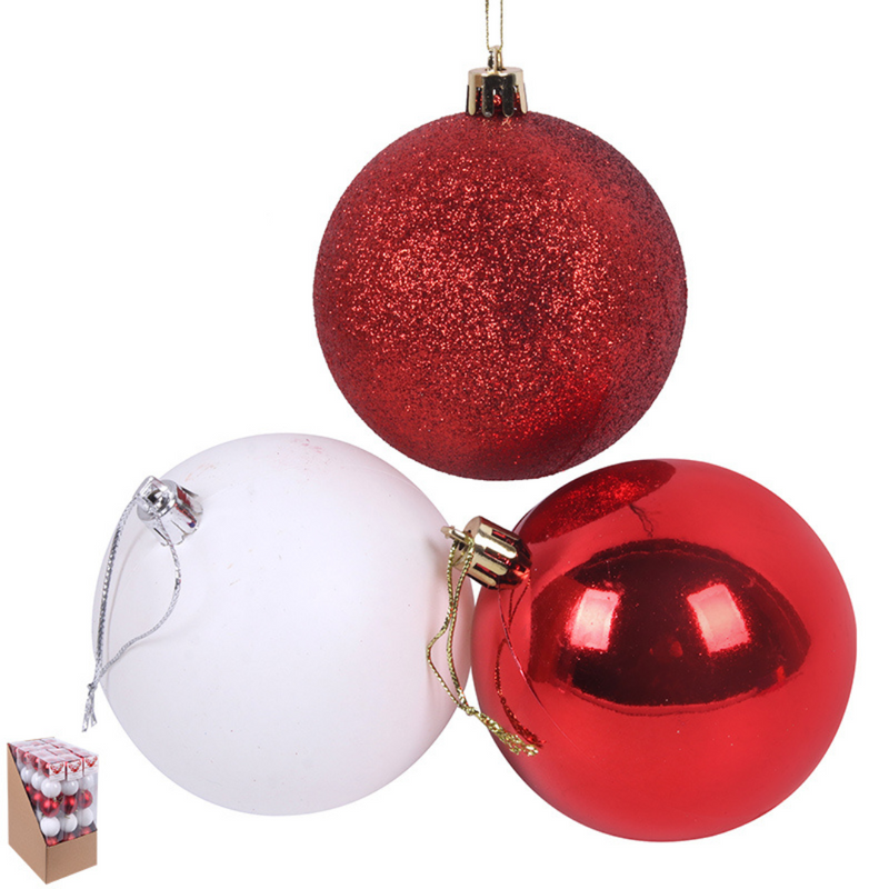 Ronis Baubles Red/White 6cm Pack of 6
