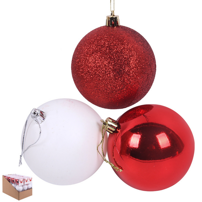 Ronis Baubles Red/White 8cm Pack of 3