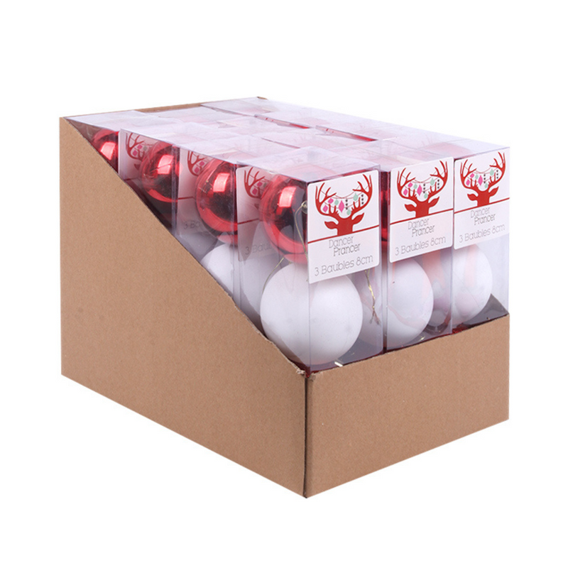 Ronis Baubles Red/White 8cm Pack of 3