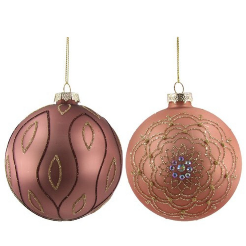 Ronis Baubles Rose Glass 10cm 2 Asstd