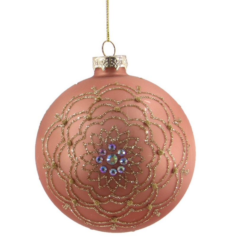 Ronis Baubles Rose Glass 10cm 2 Asstd